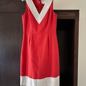 Kate Spade Red and Cream  V-Neck Dress - Size 8 (NEW but no tags; NEVER WORN)